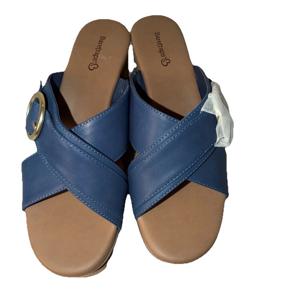 Baretraps Sydney Wedge Sandal Sz 8M Navy Slip On
